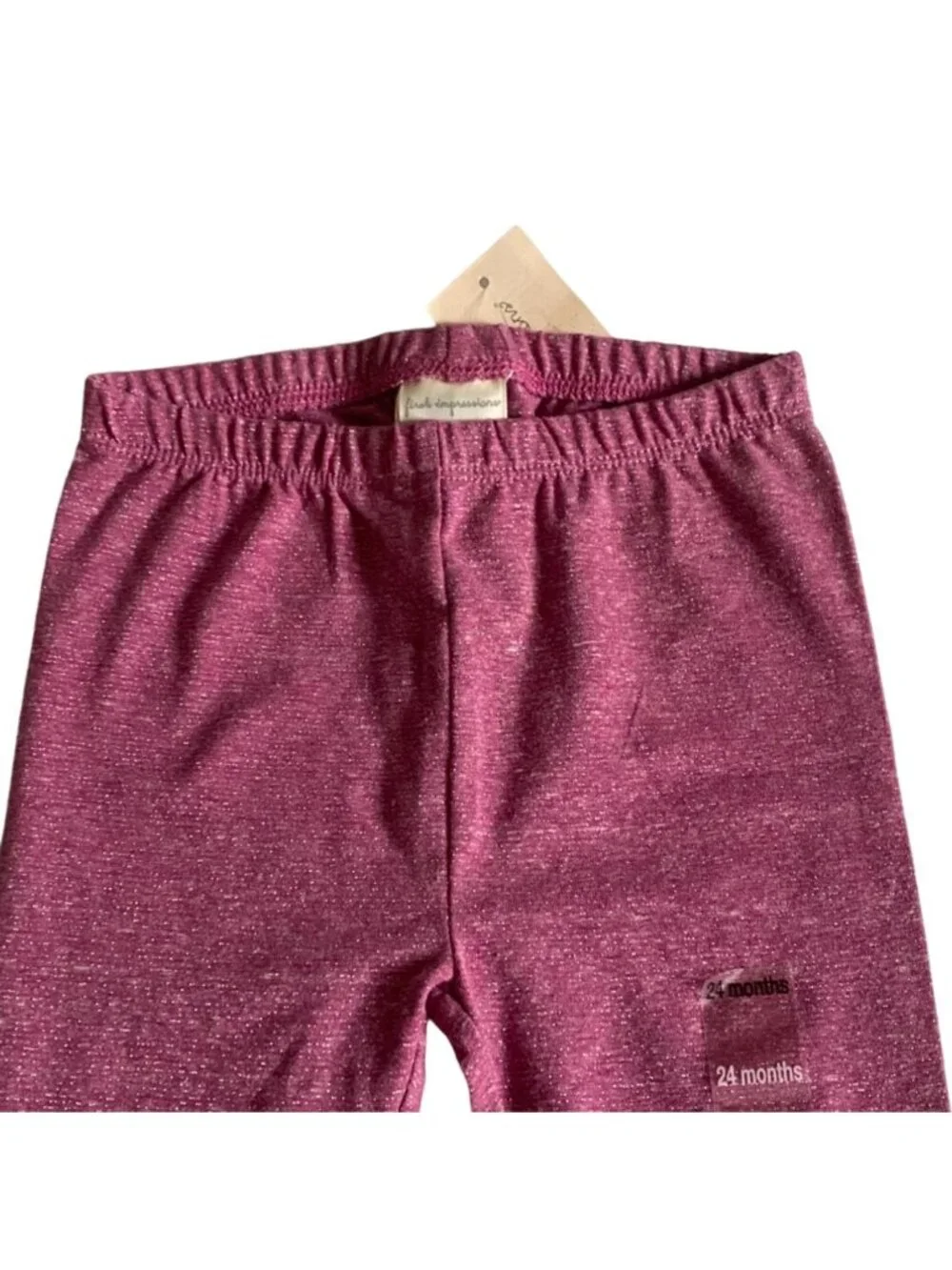 First Impressions Infant Toddler Girls Pull On Leggings-Purple/Sparkles-24 Month